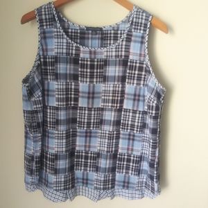 Tommy Hilfiger blue plaid blouse size XL